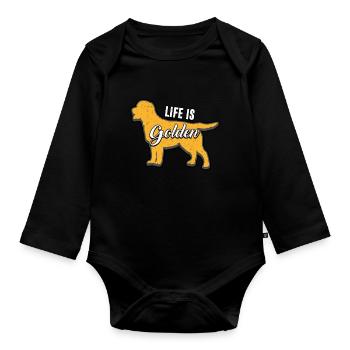 La vie est Golden Golden Retriever Pet Gift - Body Bébé bio manches longues - noir - Devant