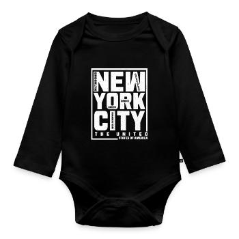 new York - Organic Longsleeve Baby Bodysuit - black - Front