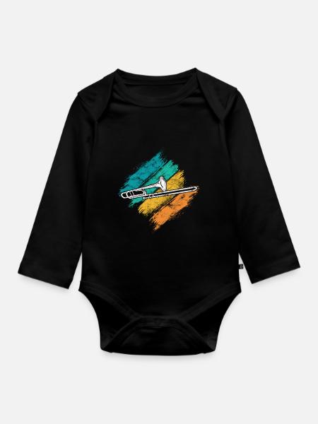 Posaune - Baby Bio-Langarm-Body - Schwarz