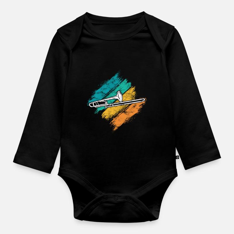 Posaune - Baby Bio-Langarm-Body - Schwarz