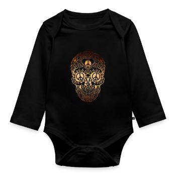 Crâne de paix - Body Bébé bio manches longues - noir - Devant