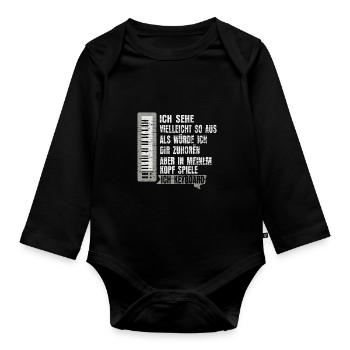 Keyboard Musik - Baby Bio-Langarm-Body - Schwarz - Vorne