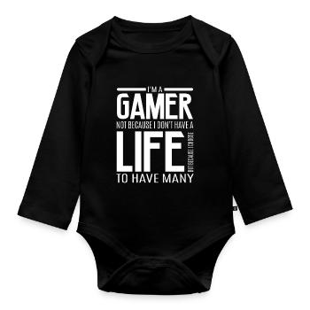 Gamer SHIRT · Gamer my Life · Gift - Organic Longsleeve Baby Bodysuit - black - Front