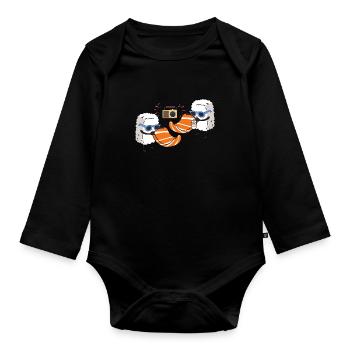 Sommer Sushi Handtuch Sonnenbrille Sushi Geschenk - Baby Bio-Langarm-Body - Schwarz - Vorne