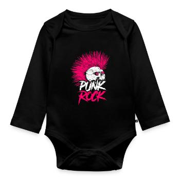 Punk music retro punk rock skull gift - Organic Longsleeve Baby Bodysuit - black - Front