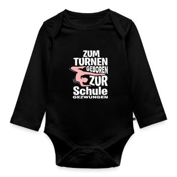 Turnen Schule - Baby Bio-Langarm-Body - Schwarz - Vorne
