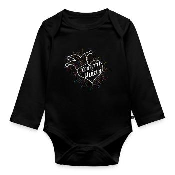 Konfetti im Herzen Fasching Karneval Spruch Kostüm - Baby Bio-Langarm-Body - Schwarz - Vorne