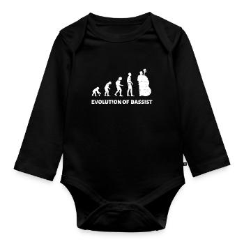 Chemise motif bassiste cadeau professeur contrebasse - Body Bébé bio manches longues - noir - Devant