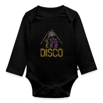Disco Queen Party Musik Club Tanzen 70er Retro - Baby Bio-Langarm-Body - Schwarz - Vorne
