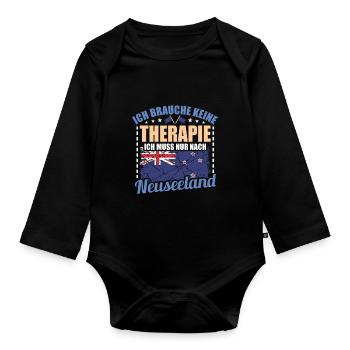 Neuseeland - Baby Bio-Langarm-Body - Schwarz - Vorne