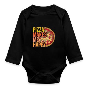 Pizza - Baby Bio-Langarm-Body - Schwarz - Vorne
