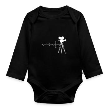 Video Camera Film Movie Gift Design - Organic Longsleeve Baby Bodysuit - black - Front
