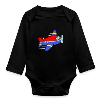 Aviateur d'avion - Body Bébé bio manches longues - noir - Devant