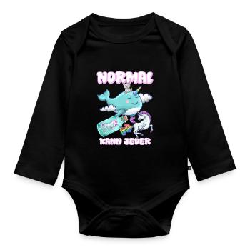 NORMAL, chaque univers licorne peut être drôle - Body Bébé bio manches longues - noir - Devant