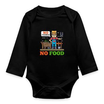 Agriculture awareness cattle farmer - Organic Longsleeve Baby Bodysuit - black - Front