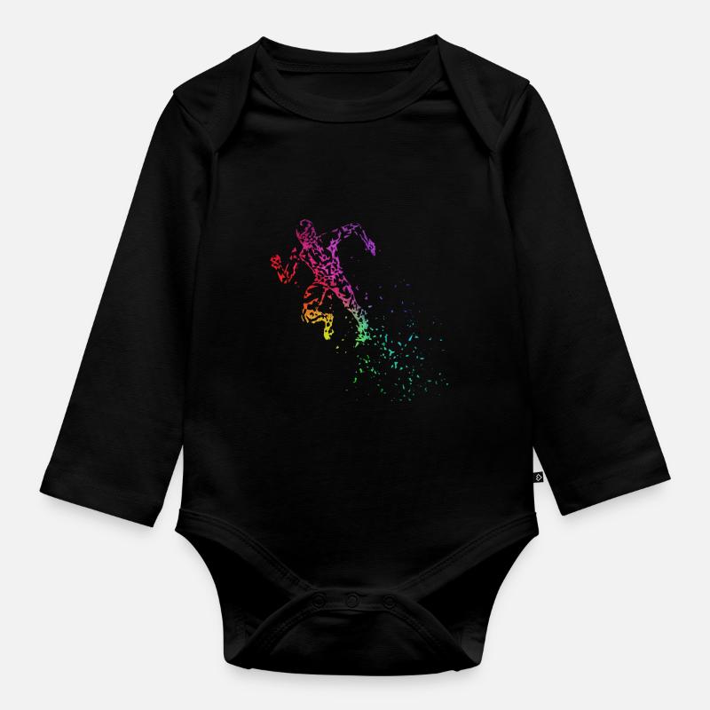 Leichtathletik Start Sprint Sprinter - Baby Bio-Langarm-Body - Schwarz