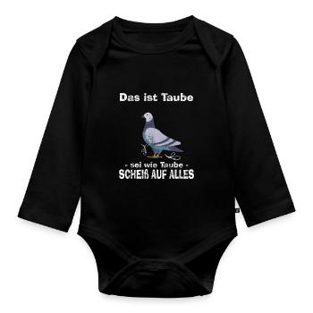 Taube Lustiger Spruch - Baby Bio-Langarm-Body - Schwarz - Vorne
