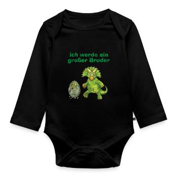 Ich Werde Großer Bruder - Baby Bio-Langarm-Body - Schwarz - Vorne