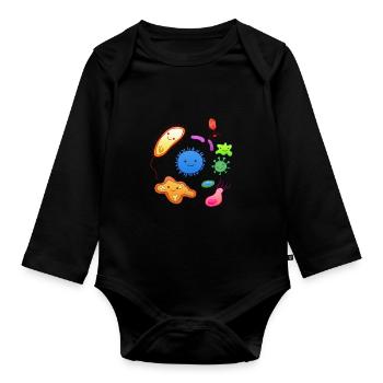 Bacteria Viruses Microbiome Cells Biology - Organic Longsleeve Baby Bodysuit - black - Front