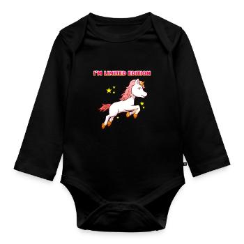I'm Limited Edition Unicorn Einhorn Besonders - Baby Bio-Langarm-Body - Schwarz - Vorne