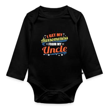 uncle - Organic Longsleeve Baby Bodysuit - black - Front
