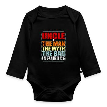 uncle - Organic Longsleeve Baby Bodysuit - black - Front
