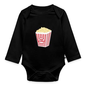Popcorn costume - Organic Longsleeve Baby Bodysuit - black - Front