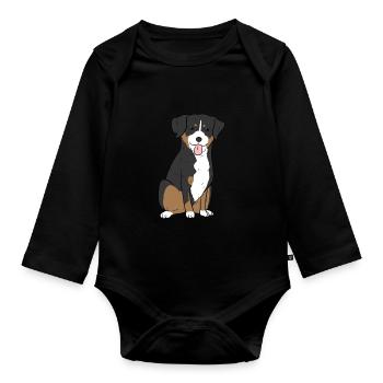 Appenzell Dog - Baby Bio-Langarm-Body - Schwarz - Vorne
