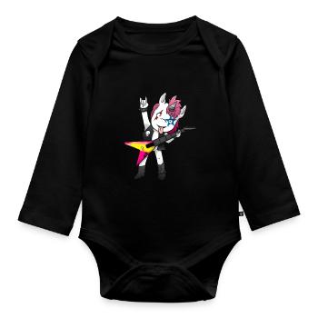 Licorne en métal lourd - Body Bébé bio manches longues - noir - Devant