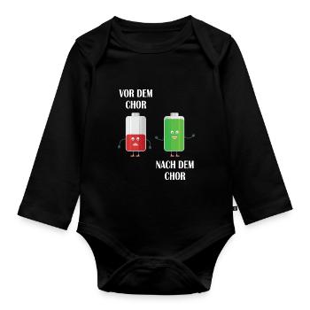 Vor dem Chor-Nach dem Chor - Baby Bio-Langarm-Body - Schwarz - Vorne