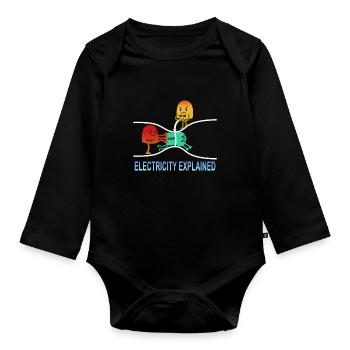 electricity explained Elektrik Ohm Volt Gift - Organic Longsleeve Baby Bodysuit - black - Front