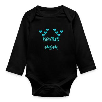 Bonus Mom - Organic Longsleeve Baby Bodysuit - black - Front