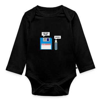 Disquette et USB - Body Bébé bio manches longues - noir - Devant