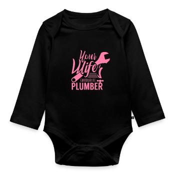Plombier équipe plomberie plombier plombier - Body Bébé bio manches longues - noir - Devant