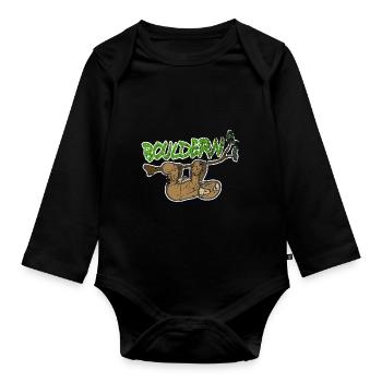 Vintage bouldering climbing sloth gift - Organic Longsleeve Baby Bodysuit - black - Front