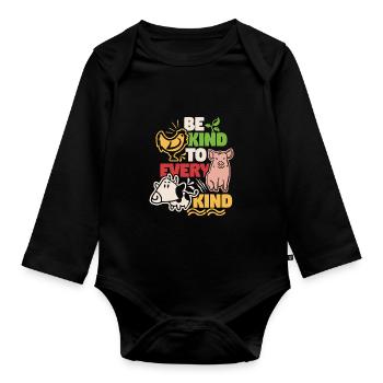 Vegan vegetarian vegan gift pasta - Organic Longsleeve Baby Bodysuit - black - Front