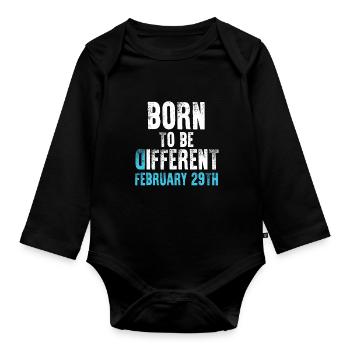 Né pour être différent - 29 février - Body Bébé bio manches longues - noir - Devant