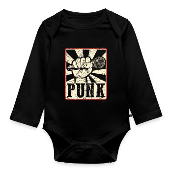 Punk music anarchy punk rock band concert gift - Organic Longsleeve Baby Bodysuit - black - Front