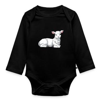 Agneau mouton mouton domestique - Body Bébé bio manches longues - noir - Devant