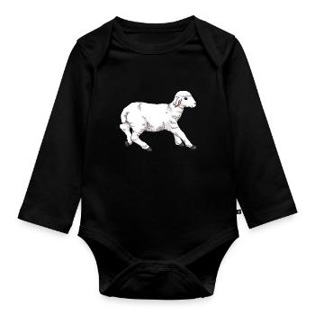 Young sheep lamb - Organic Longsleeve Baby Bodysuit - black - Front