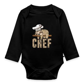 Paresseux chef cuisine cuisine cadeau - Body Bébé bio manches longues - noir - Devant