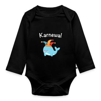 Karnewal Wal Kostüm Verkleidung Fasching Karneval - Baby Bio-Langarm-Body - Schwarz - Vorne