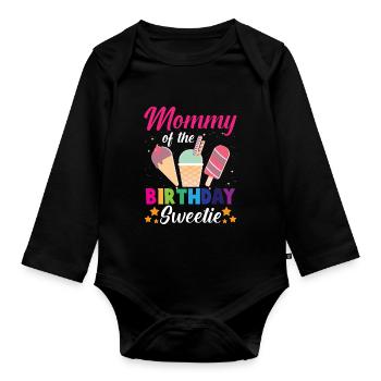 Anniversaire maman crème glacée princesse enfant - Body Bébé bio manches longues - noir - Devant