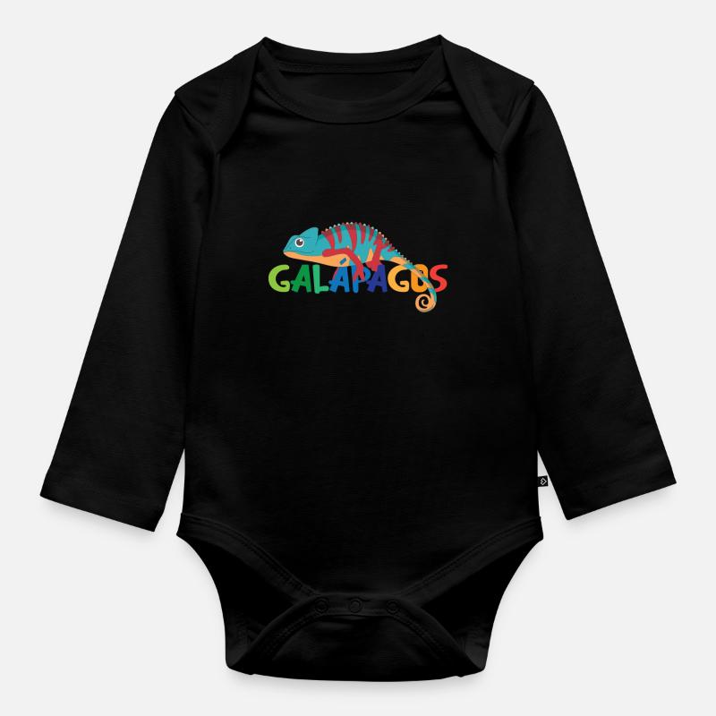 Galapagos Îles Équateur Caméléon Exotique - Body Bébé bio manches longues - noir