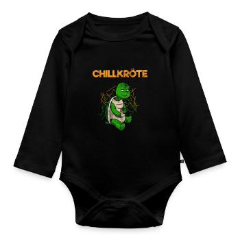 Chillige Schildkröte Gechillte Lustig Spruch - Baby Bio-Langarm-Body - Schwarz - Vorne