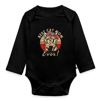 Best Cat Mom Ever - Organic Longsleeve Baby Bodysuit - black - Front