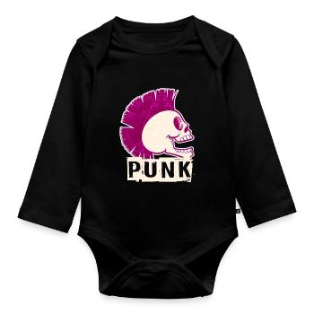 Punk Musik Einhorn Girl Punker Rock Anarchie - Baby Bio-Langarm-Body - Schwarz - Vorne