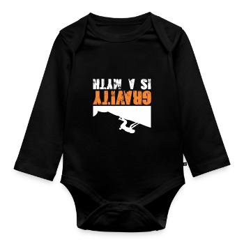 Mountaineer myth of gravity climber - Organic Longsleeve Baby Bodysuit - black - Front