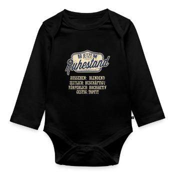 Rentenbeginn Renteneintritt Ruhestand Geschenk - Baby Bio-Langarm-Body - Schwarz - Vorne