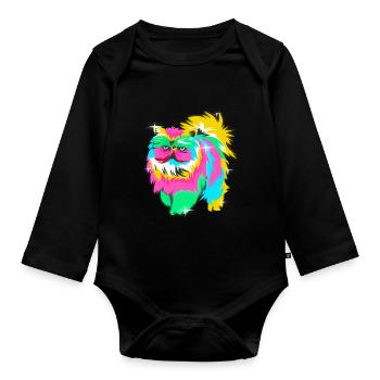 Perser Katze - Baby Bio-Langarm-Body - Schwarz - Vorne